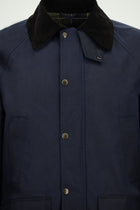 Siyah Lacivert Tam Astar Cepli Balmumu Kaplama Su ve Rüzgar Geçirmez Pamuk Mont