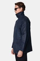 Siyah Lacivert Tam Astar Cepli Balmumu Kaplama Su ve Rüzgar Geçirmez Pamuk Mont