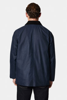 Siyah Lacivert Tam Astar Cepli Balmumu Kaplama Su ve Rüzgar Geçirmez Pamuk Mont