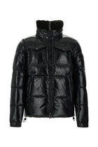 Siyah Sherpa Detaylı Kapüşonlu Spor Şişme Mont