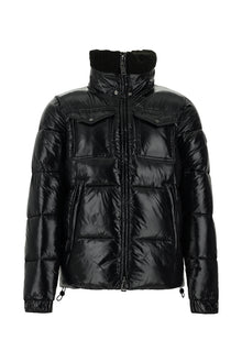 Siyah Sherpa Detaylı Kapüşonlu Spor Şişme Mont