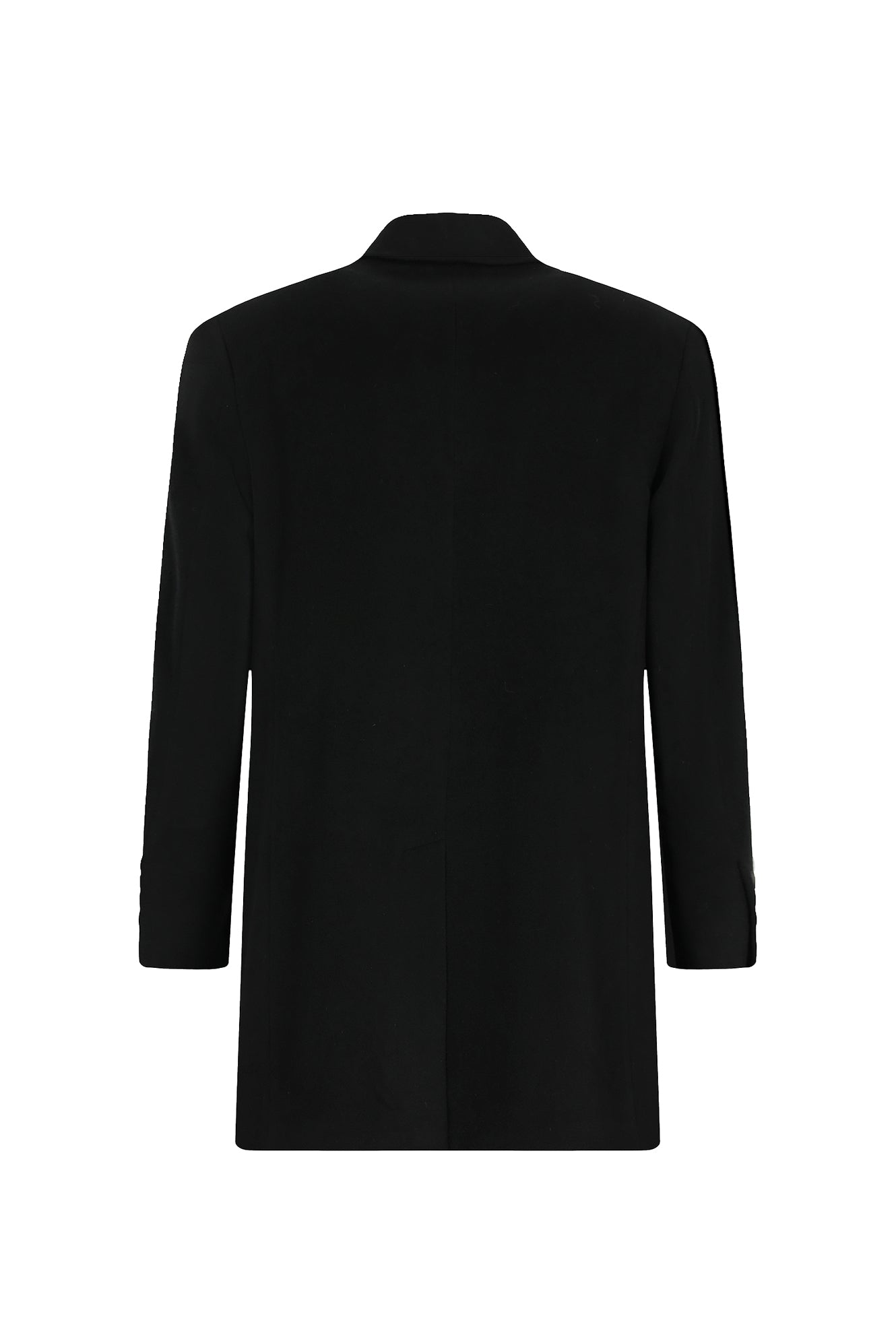 Siyah Düğmeli Cepli Sıcak Tutan Yünlü Kaşmir Klasik Kaban