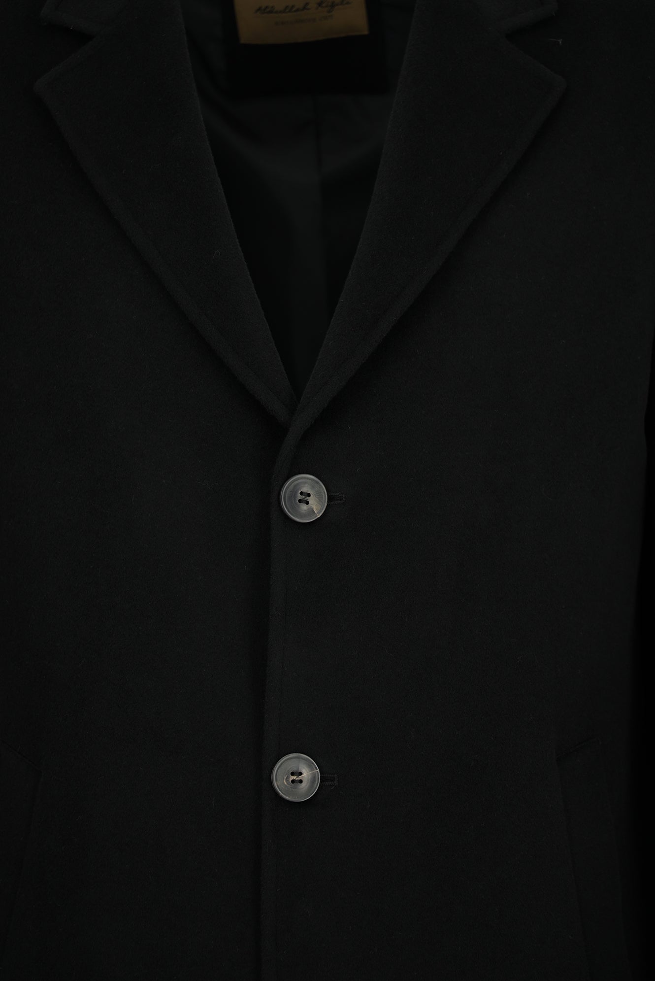 Siyah Düğmeli Cepli Sıcak Tutan Yünlü Kaşmir Klasik Kaban