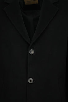 Siyah Düğmeli Cepli Sıcak Tutan Yünlü Kaşmir Klasik Kaban