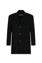 Siyah Düğmeli Cepli Sıcak Tutan Yünlü Kaşmir Klasik Kaban