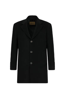 Siyah Düğmeli Cepli Sıcak Tutan Yünlü Kaşmir Klasik Kaban