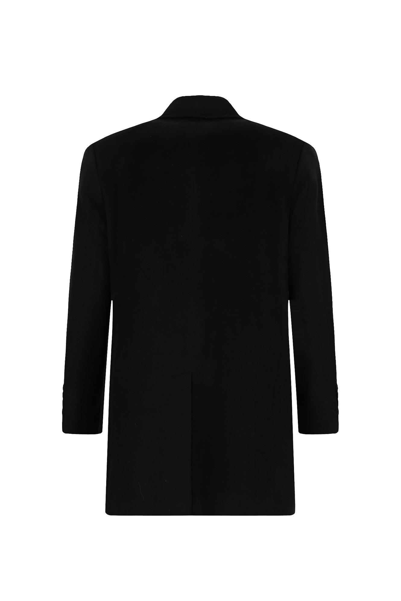 Siyah Düğmeli Cepli Sıcak Tutan Yünlü Kaşmir Klasik Kaban