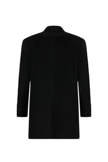 Siyah Düğmeli Cepli Sıcak Tutan Yünlü Kaşmir Klasik Kaban