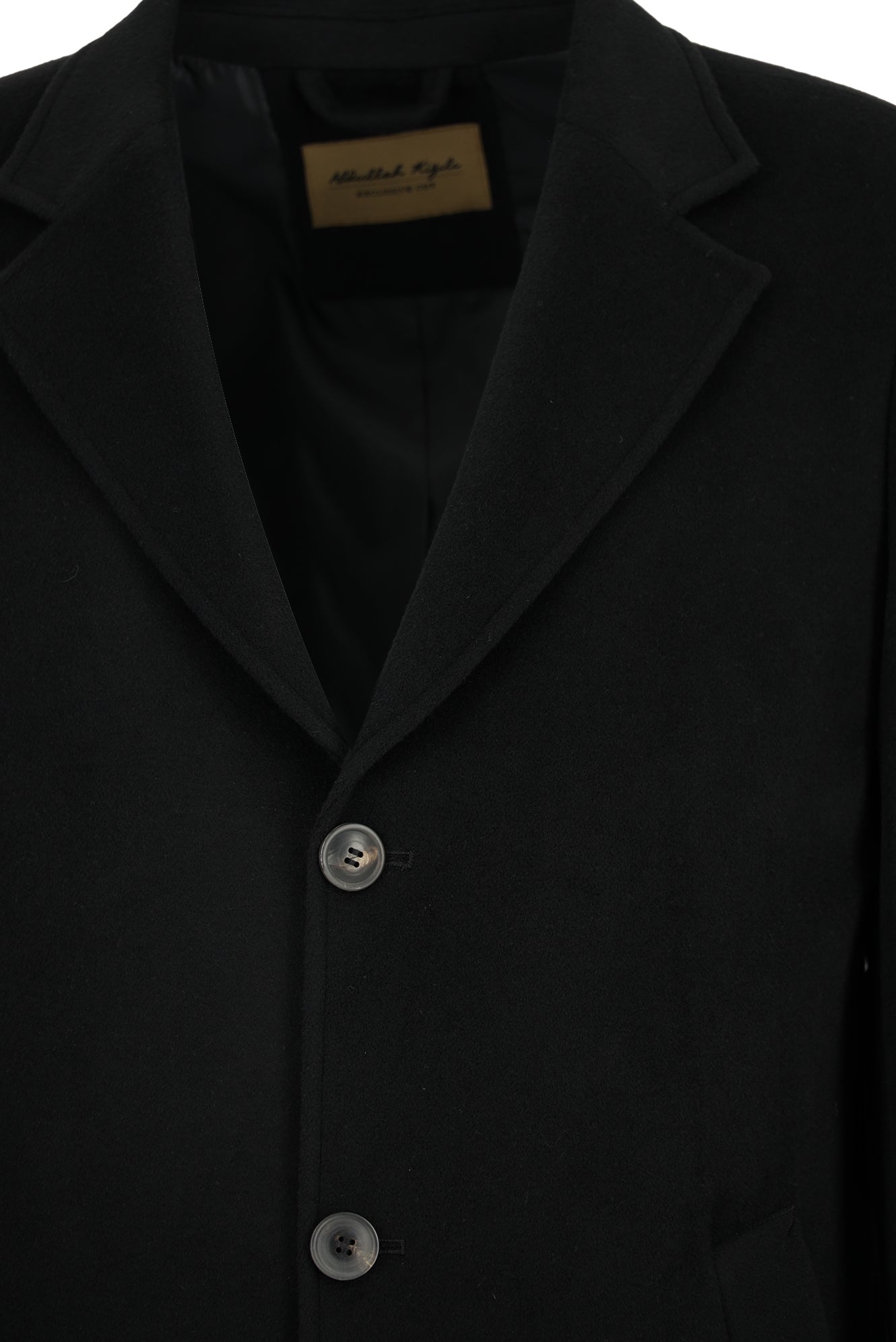 Siyah Düğmeli Cepli Sıcak Tutan Yünlü Kaşmir Klasik Kaban