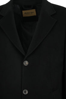 Siyah Düğmeli Cepli Sıcak Tutan Yünlü Kaşmir Klasik Kaban