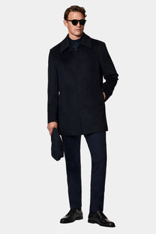 Koyu Lacivert Yünlü Ka?mir Klasik Kaban-Abdullah Ki??l?