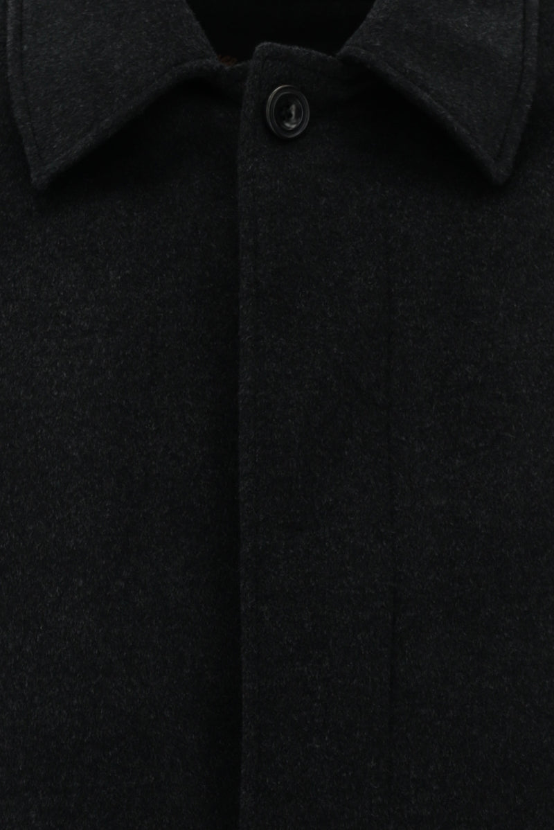 Koyu Antrasit Yünlü Kaşmir Klasik Kaban