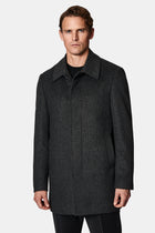 Orta Antrasit Yünlü Desenli Klasik Kaban