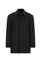 Orta Antrasit Yünlü Desenli Klasik Kaban