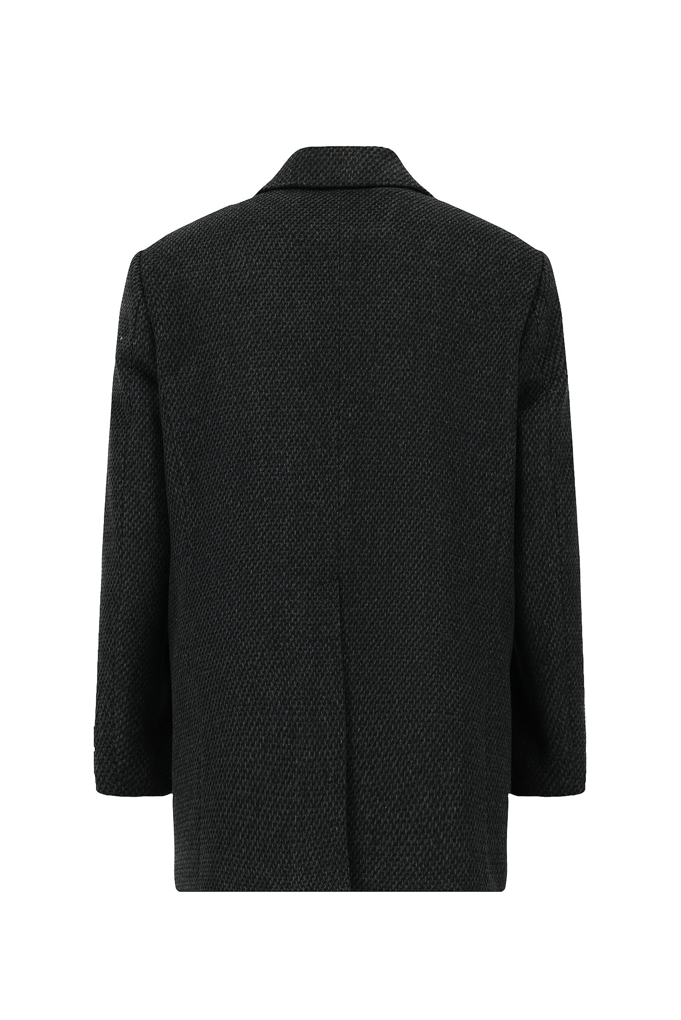 Orta Antrasit Yünlü Desenli Klasik Kaban