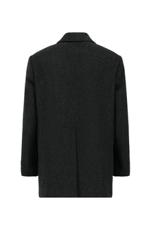 Orta Antrasit Yünlü Desenli Klasik Kaban