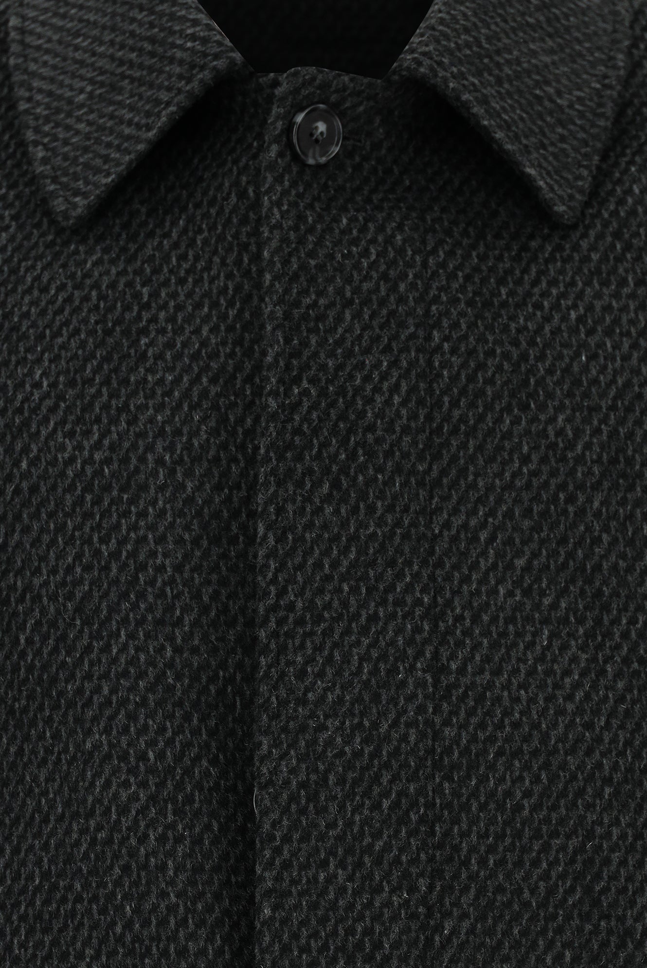 Orta Antrasit Yünlü Desenli Klasik Kaban