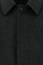 Orta Antrasit Yünlü Desenli Klasik Kaban