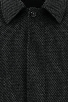 Orta Antrasit Yünlü Desenli Klasik Kaban