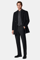 Koyu Antrasit Regular Fit Yünlü Düz Klasik Kaban