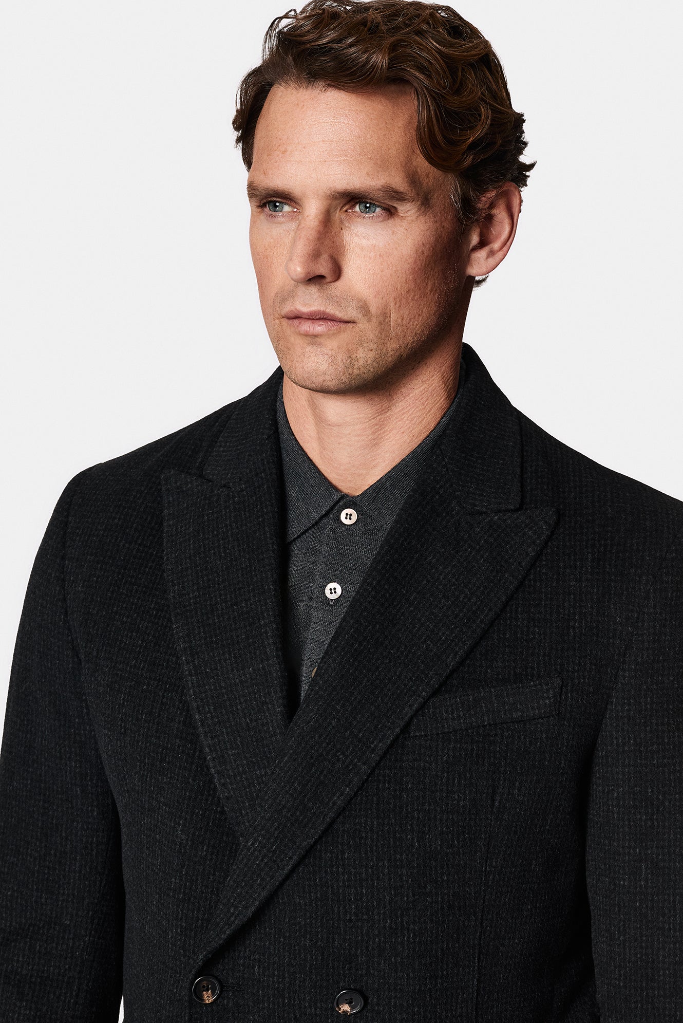 Koyu Antrasit Regular Fit Yünlü Düz Klasik Kaban