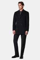 Koyu Antrasit Regular Fit Yünlü Düz Klasik Kaban