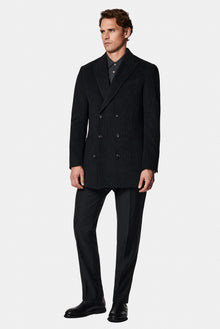 Koyu Antrasit Regular Fit Yünlü Düz Klasik Kaban