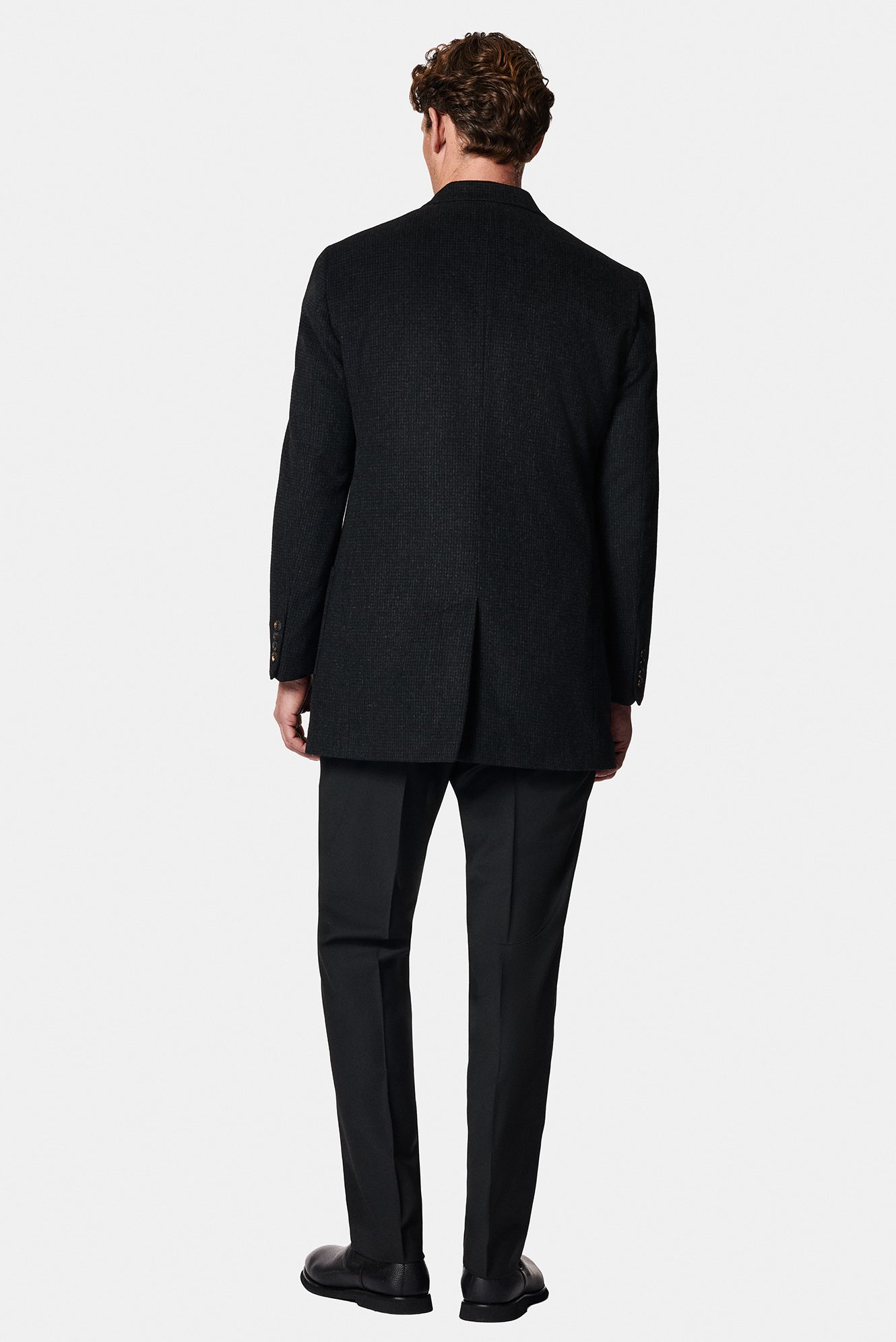 Koyu Antrasit Regular Fit Yünlü Düz Klasik Kaban
