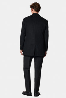 Koyu Antrasit Regular Fit Yünlü Düz Klasik Kaban