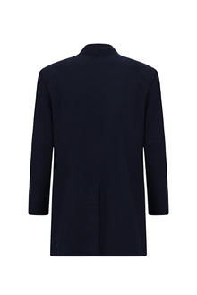 Açık Lacivert Dik Yaka Düğmeli Klasik Kaşe Kaşmir Kaban