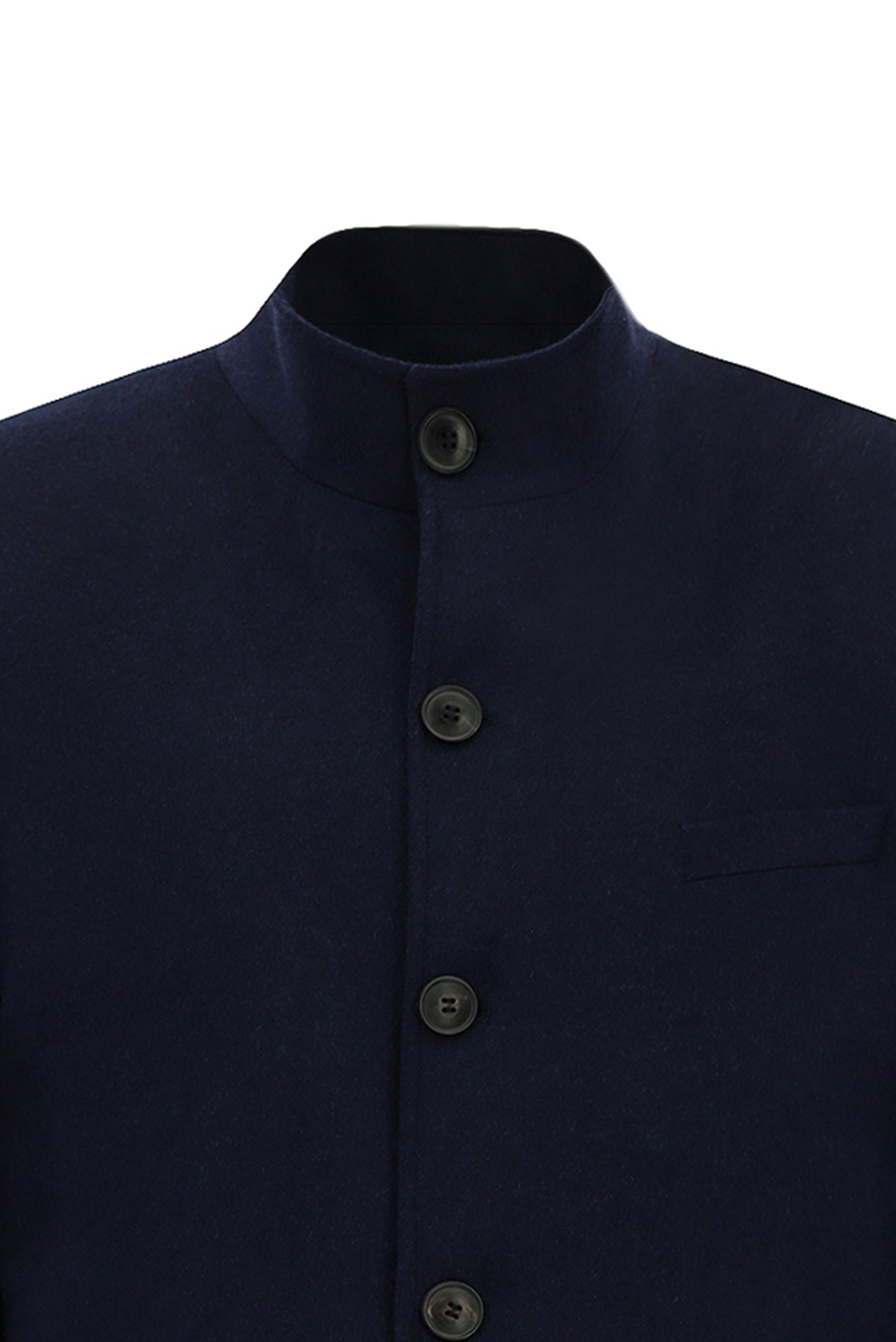 Açık Lacivert Dik Yaka Düğmeli Klasik Kaşe Kaşmir Kaban