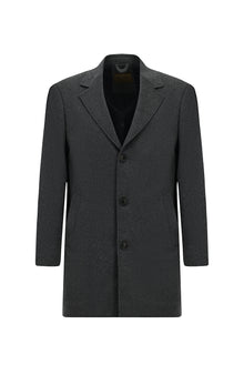 Koyu Füme Mono Yaka Düğmeli Cepli Klasik Kaşe Kaşmir Kaban