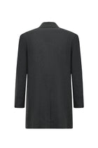 Koyu Füme Mono Yaka Düğmeli Cepli Klasik Kaşe Kaşmir Kaban