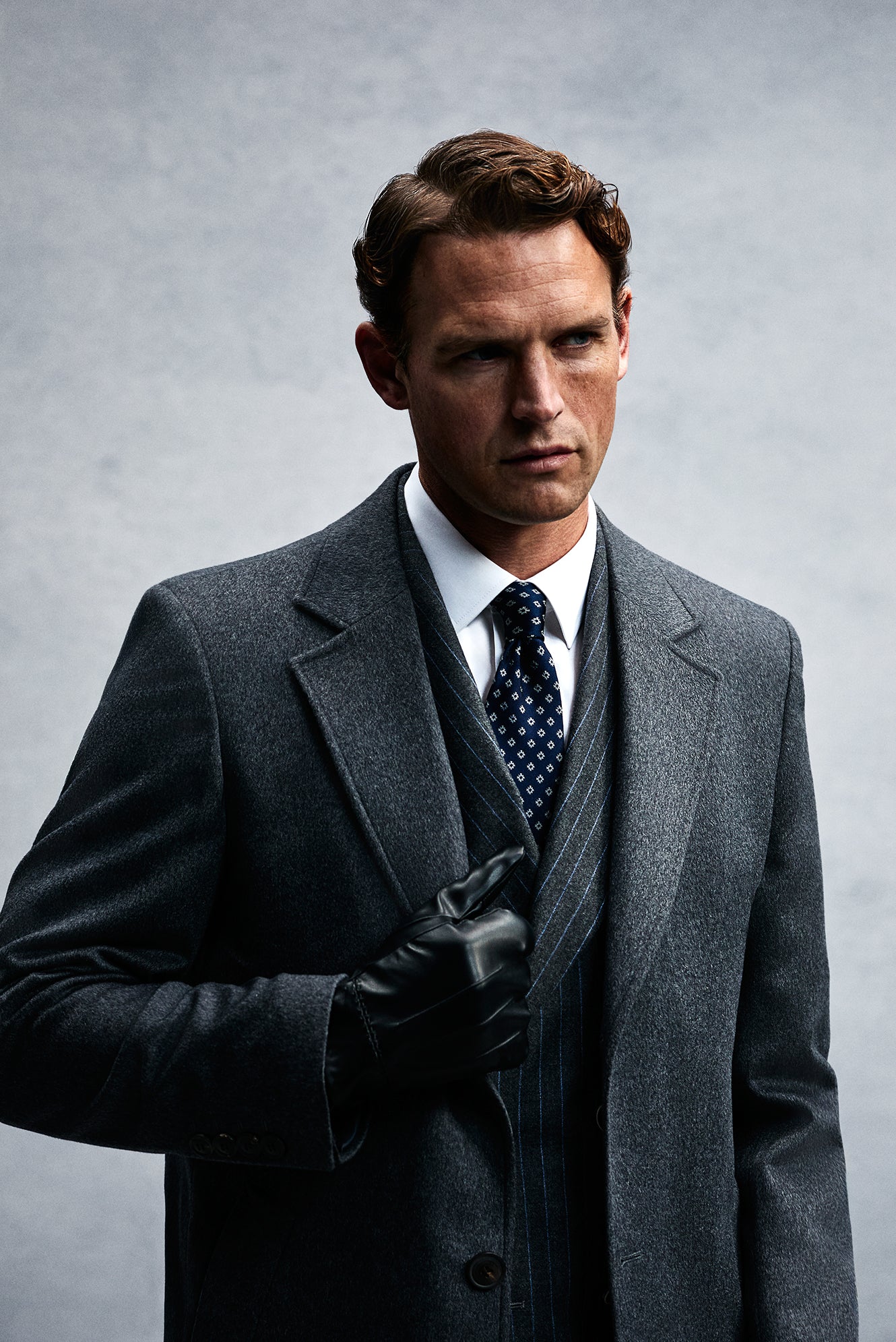 Koyu Füme Mono Yaka Düğmeli Cepli Klasik Kaşe Kaşmir Kaban