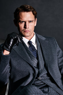 Koyu Füme Mono Yaka Düğmeli Cepli Klasik Kaşe Kaşmir Kaban