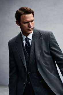 Koyu Füme Mono Yaka Düğmeli Cepli Klasik Kaşe Kaşmir Kaban