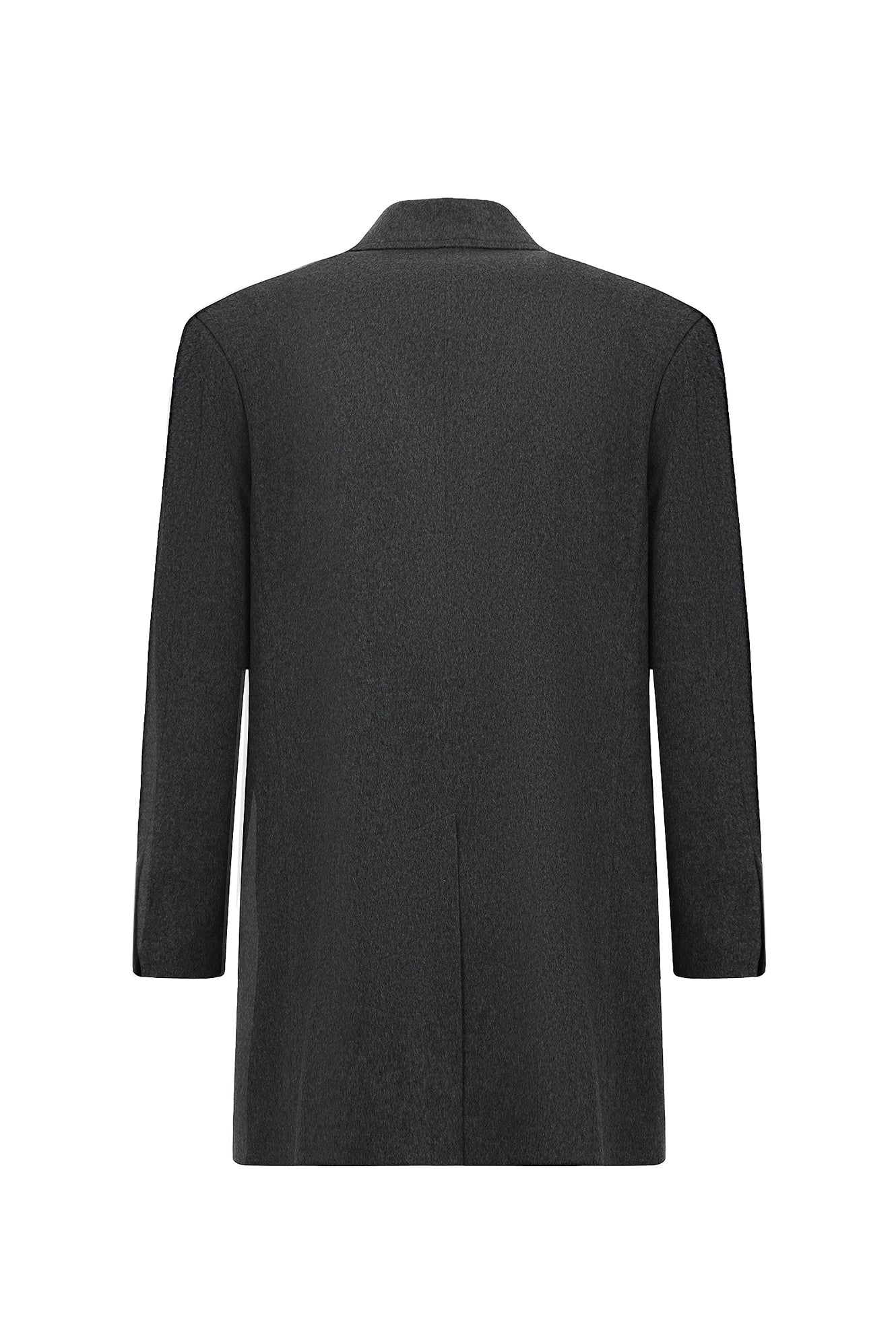 Koyu Füme Mono Yaka Düğmeli Cepli Klasik Kaşe Kaşmir Kaban