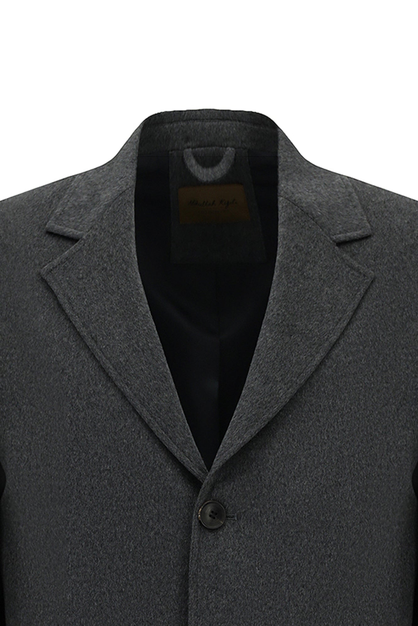 Koyu Füme Mono Yaka Düğmeli Cepli Klasik Kaşe Kaşmir Kaban