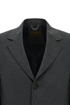 Koyu Füme Mono Yaka Düğmeli Cepli Klasik Kaşe Kaşmir Kaban