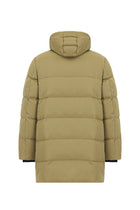 Orta Bej Kapüşonlu Cepli Fermuarlı Kaz Tüyü Şişme Spor Kaban