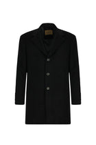 Siyah Düğmeli Cepli Yünlü Kaşmir Klasik Palto