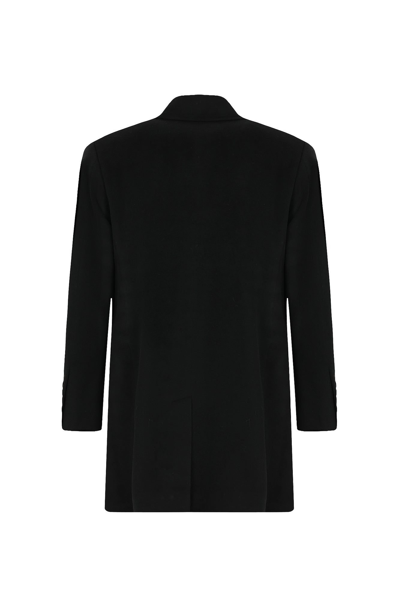 Siyah Düğmeli Cepli Yünlü Kaşmir Klasik Palto