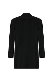 Siyah Düğmeli Cepli Yünlü Kaşmir Klasik Palto