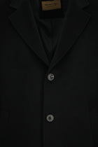 Siyah Düğmeli Cepli Yünlü Kaşmir Klasik Palto