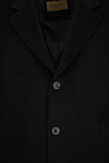 Siyah Düğmeli Cepli Yünlü Kaşmir Klasik Palto