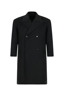 Koyu Antrasit Oversize Ekstra Rahat Kesim Düğmeli Cepli Yünlü Kruvaze Palto