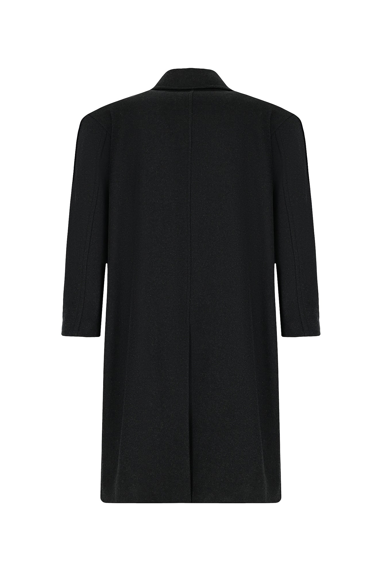 Koyu Antrasit Oversize Ekstra Rahat Kesim Düğmeli Cepli Yünlü Kruvaze Palto