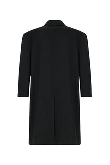 Koyu Antrasit Oversize Ekstra Rahat Kesim Düğmeli Cepli Yünlü Kruvaze Palto