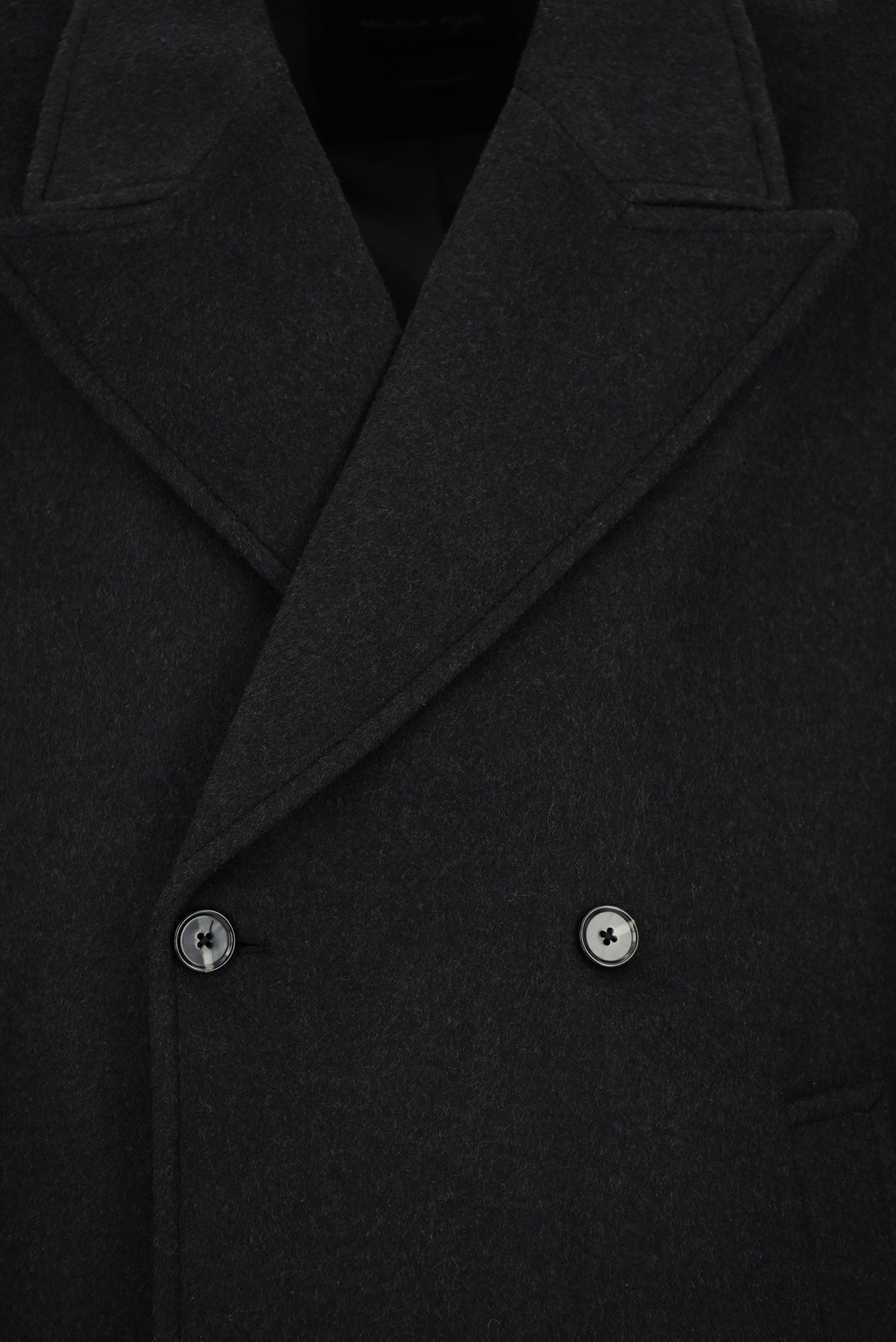 Koyu Antrasit Oversize Ekstra Rahat Kesim Düğmeli Cepli Yünlü Kruvaze Palto