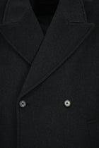 Koyu Antrasit Oversize Ekstra Rahat Kesim Düğmeli Cepli Yünlü Kruvaze Palto